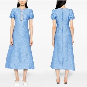Sister Jane Women's Blue Reef Jacquard Cloqué Midi Dress Size XS New